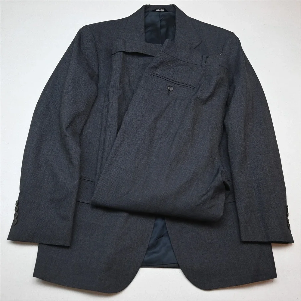 Vtg USA Made Chaps Ralph Lauren 40R 34x29 Blue Nailshead Wool Mens Suit